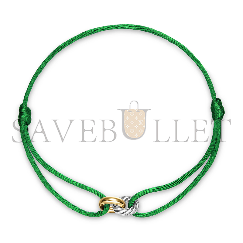 DAVID YURMAN SCULPTED CABLE LINKED CORD BRACELET B18445 S4GRN